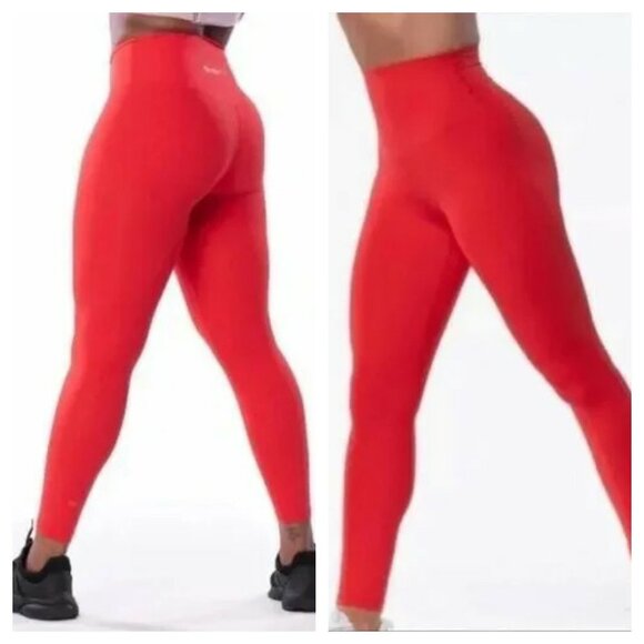 SHEFIT nwt Boss Leggings SilkSculpt Seamless High Rise 2Luxe Orange Red Rush - Picture 1 of 14